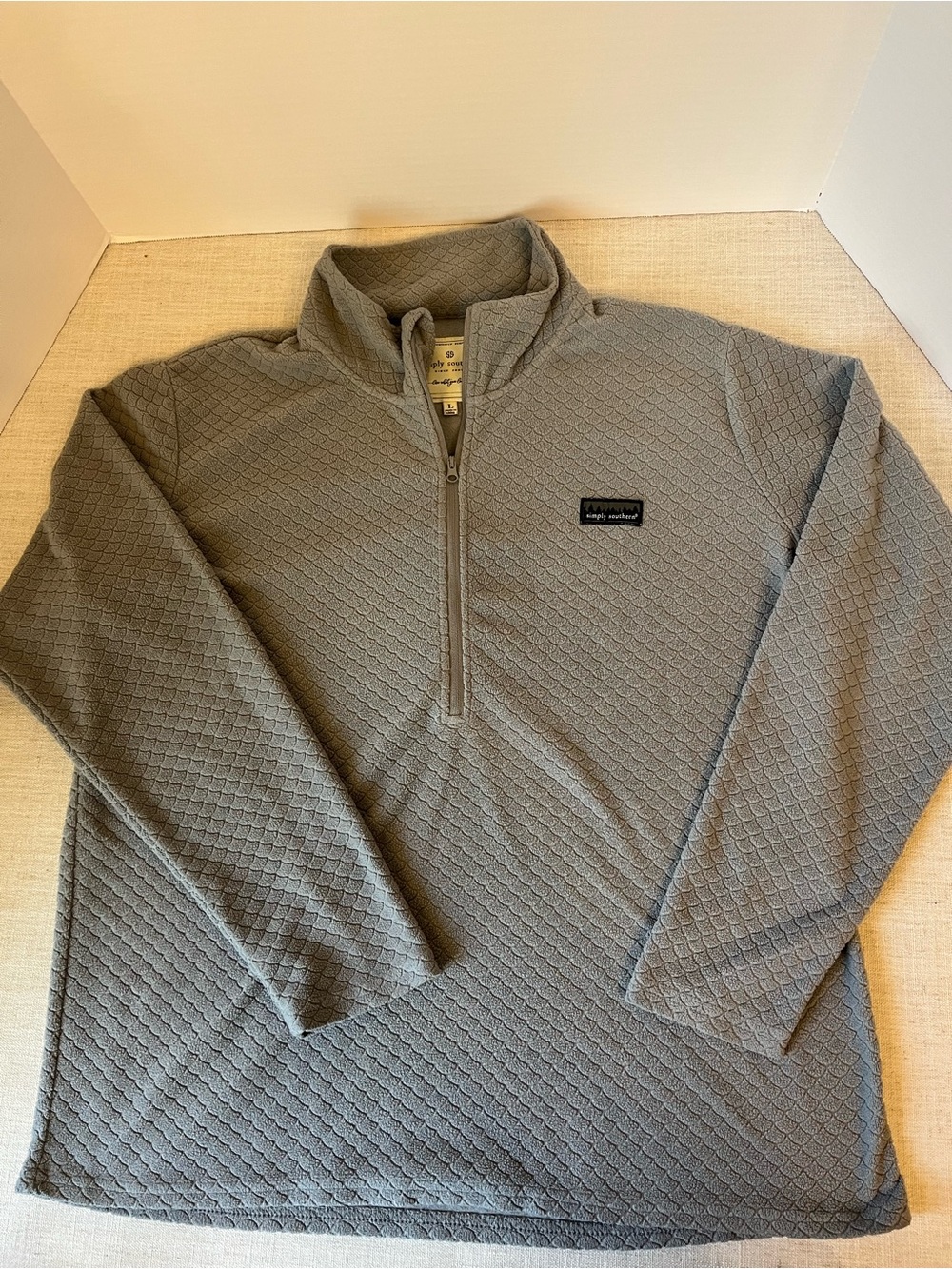 Simply Southern Men’s Light Gray Quarter-Zip Textured Pullover